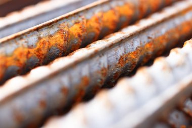 Rustik Metal armatür Rod. Bina inşaat arka plan.