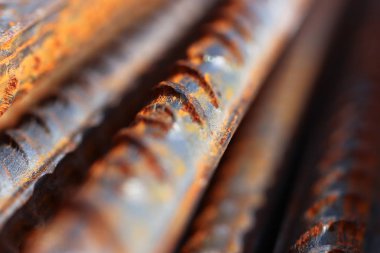 Rustik Metal armatür Rod. Bina inşaat arka plan.