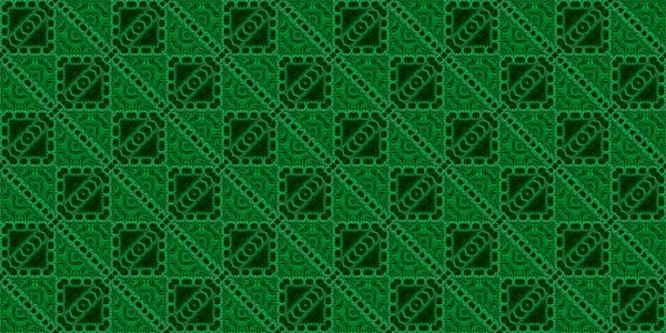 Green Wallpaper Geometric Pattern Background. 3D illustration. Symmetry Art Shapes Texture. Fractal Mosaic Surface.