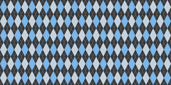 Blue Gray Seamless Argyle Pattern. Retro Fabric Background. Traditional Rhombus Diamond Textile Texture.