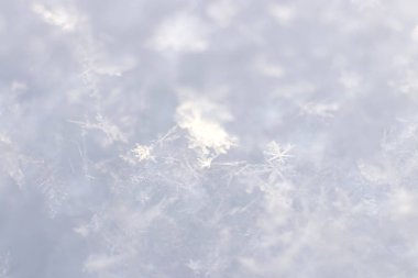 Kar tanesi doku. Makro portre. Soğuk kış arka plan.