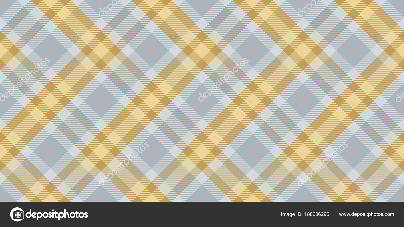 Yellow Gray Seamless Checkered Rhombuses Pattern. Plaid Rug Background