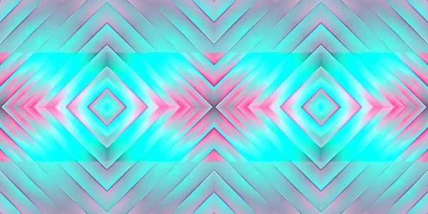 Sky Blue Pink Seamless Psy Pattern Background. Bright Surrealism Texture. Fractal Geometric Backdrop. — Stock Photo, Image