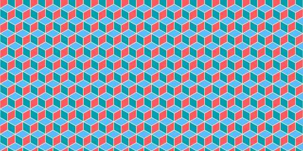 Roter blauer nahtloser Würfelmuster Hintergrund. isometrische Blöcke Textur. geometrischer 3D-Mosaik-Hintergrund. — Stockfoto