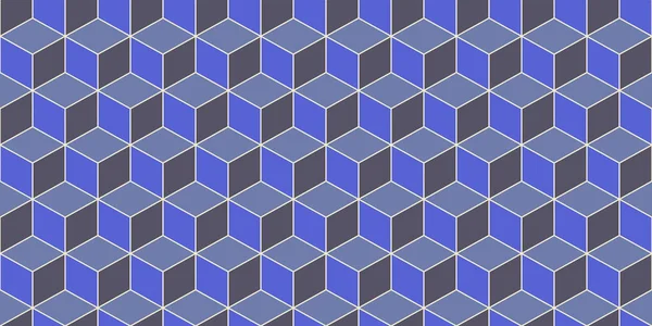 Azul Indigo Cubo Sem Costura Padrão Fundo. Textura de blocos isométricos. Geométrica 3d mosaico pano de fundo . — Fotografia de Stock