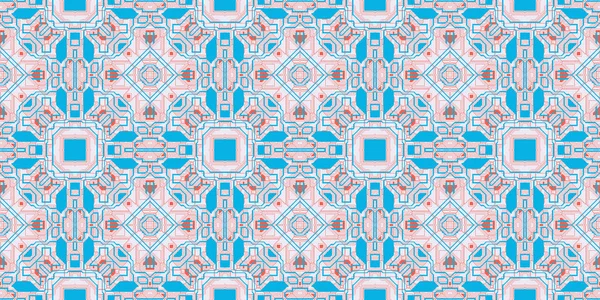 Blaue Rose nahtlose Techno-Linien Muster. futuristische Geometrie Hintergrund. Textur des technischen Designs des Lasers. — Stockfoto