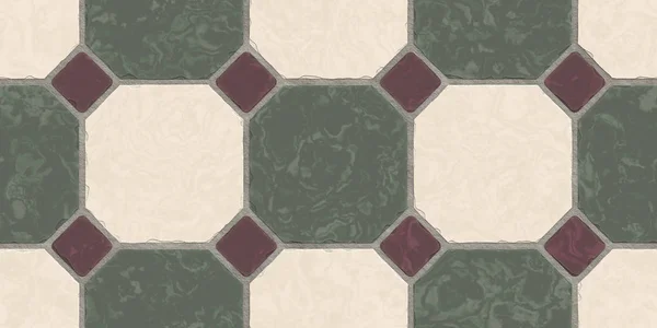 Beige Bogie Verde Seamless Classic Floor Tile Texture. Cocina simple, WC o baño mosaico fondo de baldosas. Representación 3D. Ilustración 3D . —  Fotos de Stock