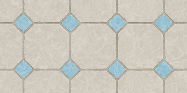 Beige blau nahtlose klassische Bodenfliesentextur. einfache Küche, Toilette oder Bad Mosaikfliesen Hintergrund. 3D-Darstellung. 3D-Illustration. — Stockfoto