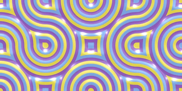 Sárga lila lila varrat nélküli Truchet szántás háttér. Geometriai mozaik kapcsolatok textúra. Csempe körök labirintus hátteret. — Stock Fotó