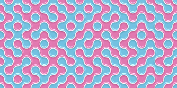 Kék rózsaszín varrat nélküli Truchet szántás háttér. Geometriai mozaik kapcsolatok textúra. Csempe körök labirintus hátteret. — Stock Fotó