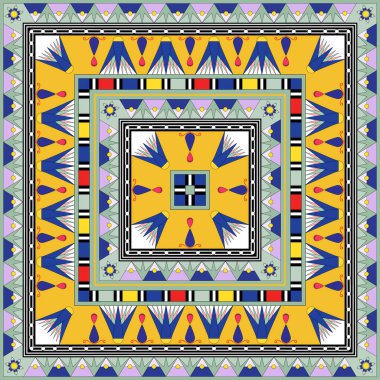 Sarı Mavi Mısır Meydanı Süslemesi. Ulusal Kültür Dekoratif Dört Kare Sanat Çalışması.
