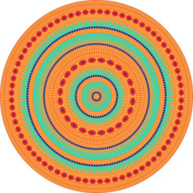 Turuncu Turkuaz Mısır Çember Süslemesi. Ulusal Kültür Dekoratif Çember Sanatı.