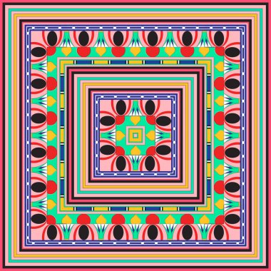 Yeşil Siyah Mısır Meydanı Süslemesi. Ulusal Kültür Dekoratif Dört Kare Sanat Çalışması.