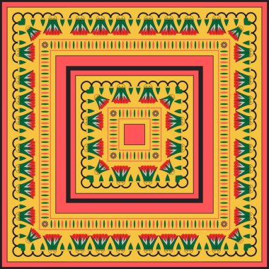 Yeşil Turuncu Mısır Meydanı Süslemesi. Ulusal Kültür Dekoratif Dört Kare Sanat Çalışması.