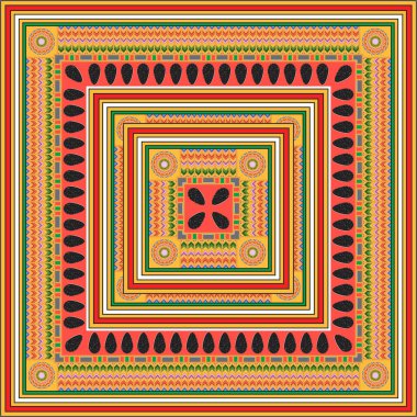 Turuncu Pembe Mısır Meydanı Süslemesi. Ulusal Kültür Dekoratif Dört Kare Sanat Çalışması.