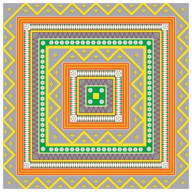 Turuncu Sarı Yeşil Mısır Meydanı Süslemesi. Ulusal Kültür Dekoratif Dört Kare Sanat Çalışması.