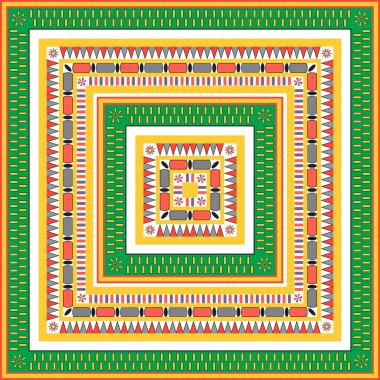 Yeşil Sarı Mısır Meydanı Süslemesi. Ulusal Kültür Dekoratif Dört Kare Sanat Çalışması.