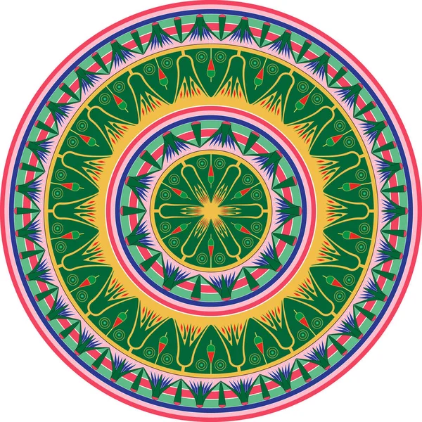 Green Egypt Circle Ornament. National Culture Decorative Ring Artwork.