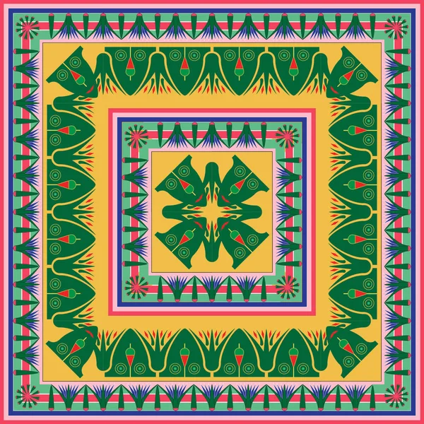 Ornamento Quadrato Verde Dell Egitto Cultura Nazionale Decorativo Quadrato Quadrato — Foto Stock