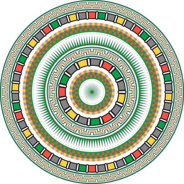Colored Green Egypt Circle Ornament. National Culture Decorative Ring Artwork.