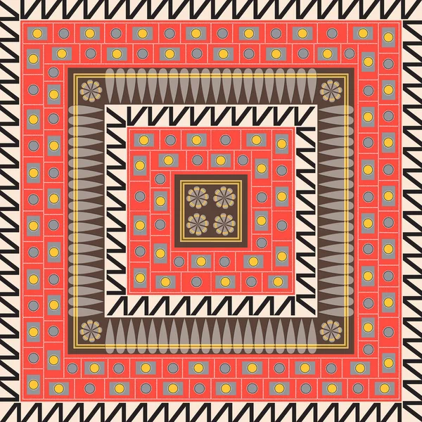 Ornamento Quadrado Vermelho Egito Negro Cultura Nacional Decorativa Quadrangular Obras — Fotografia de Stock