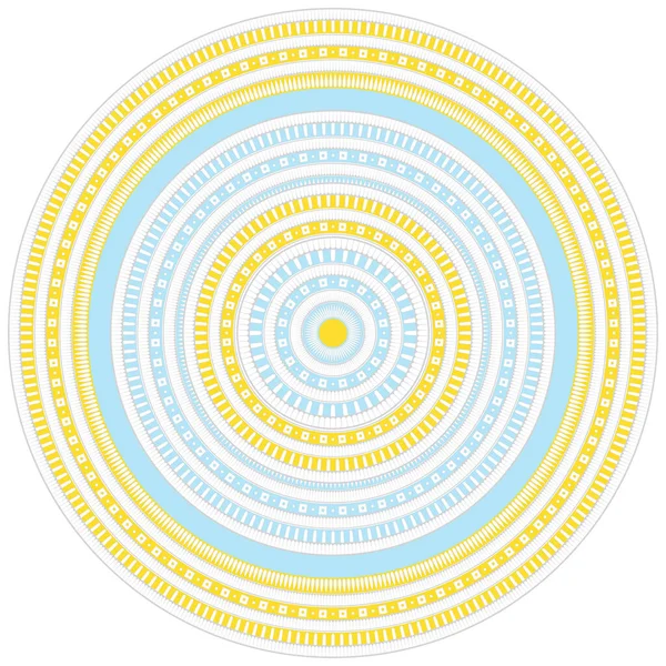 Yellow Blue Egypt Circle Ornament. National Culture Decorative Ring Artwork.