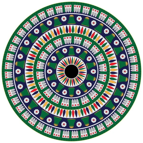 Green Egypt Circle Ornament. National Culture Decorative Ring Artwork.