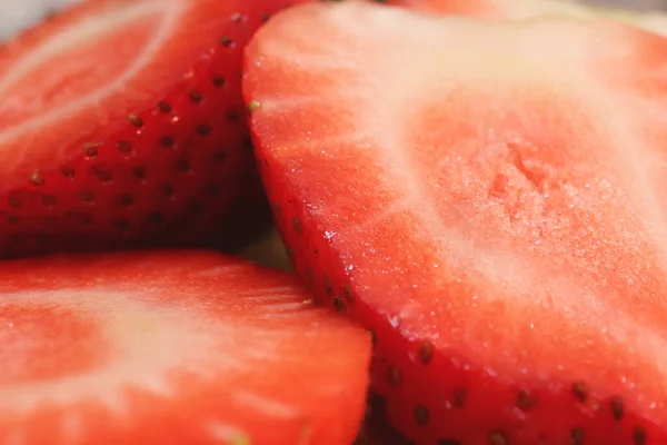 Sweet strawberry slices texture. Filling background delicious backdrop.
