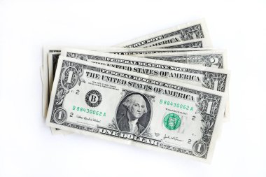 Amerika Birleşik Devletleri para yığını. İzole edilmiş dolar banknotları.