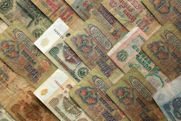 Stara Rosyjska Faktura Banknotów Ruble Wypełniające Tło Gotówki Sowieckie Finanse — Zdjęcie stockowe