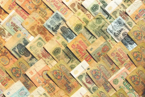 Stare Rosyjskie Bogactwo Finansowe Ruble Zdobywają Wzór Tekstura Banknotów Pieniężnych — Zdjęcie stockowe