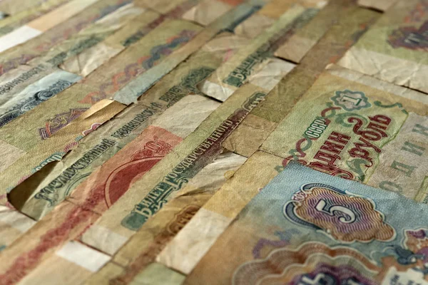 Stará Ruská Struktura Bankovek Rubly Vyplňování Hotovosti Pozadí Finanční Zázemí — Stock fotografie