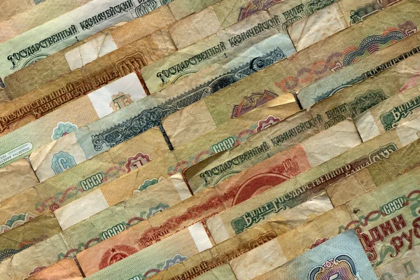 Stary Rosyjski Schemat Zarabiania Ruble Tekstury Banknotów Pieniężnych Sowiecka Gotówka — Zdjęcie stockowe