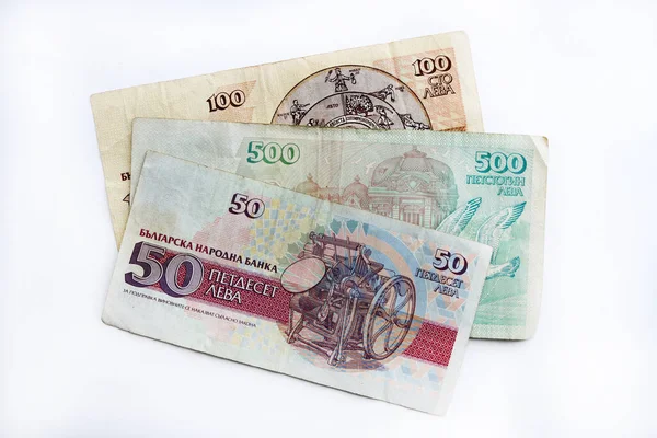 Bulgarisches Geld Vereinzelte Banknoten 500 Und 100 Und Lewa — Stockfoto