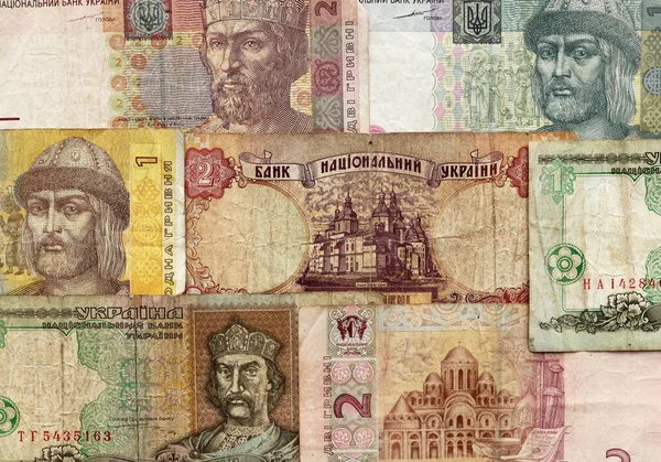 ウクライナのお金の銀行券テクスチャ ウクライナの現金充填の背景 豊かな財政的背景 収益パターン — ストック写真