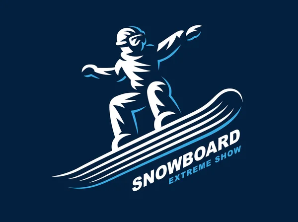 Emblema de snowboard Ilustración sobre fondo oscuro — Vector de stock