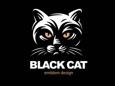 Kara kedi yüz logo - vektör çizim