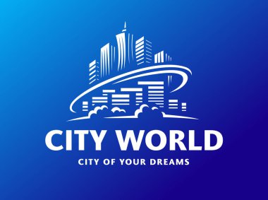 Şehir dünya logosu - vektör çizim, amblem tasarımı