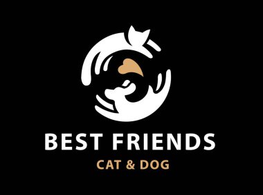Kedi ve köpek arkadaş amblem, logo