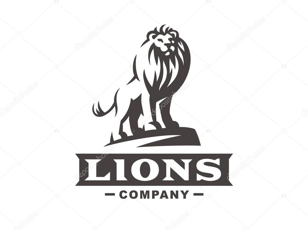 Lion logo - vector illustration, emblem design on white background