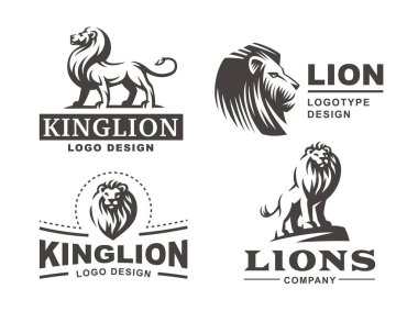 Картина, постер, плакат, фотообои "набор логотипа льва - векторная иллюстрация, дизайн эмблемы
", артикул 136880090