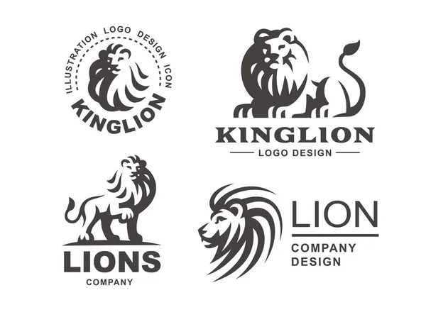 Ensemble logo Lion - illustration vectorielle, design emblématique — Image vectorielle