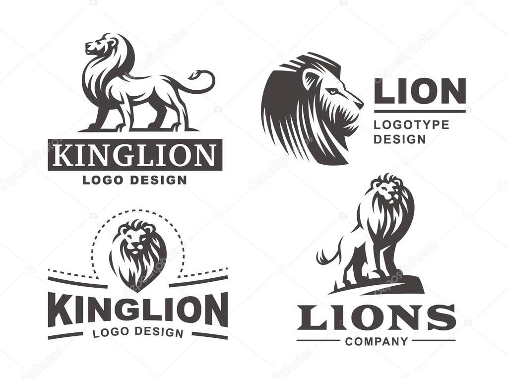 Lion logo set - vector illustration, emblem design on white background