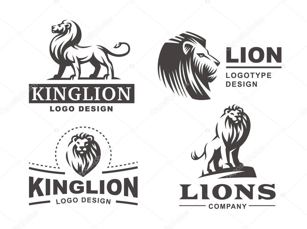 Lion logo set - vector illustration, emblem design