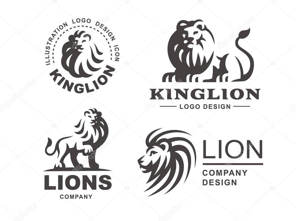 Lion logo set - vector illustration, emblem design on white background