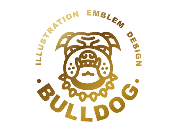 Bulldoggen-Kopf-Logo - Vektorabbildung, goldenes Emblem — Stockvektor