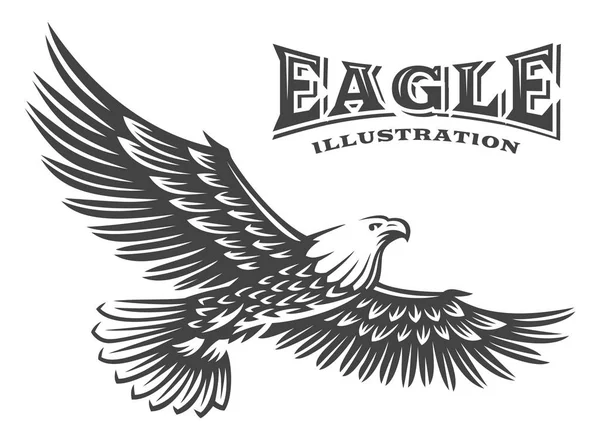 Eagle vektorové ilustrace, znak na bílém pozadí — Stockový vektor