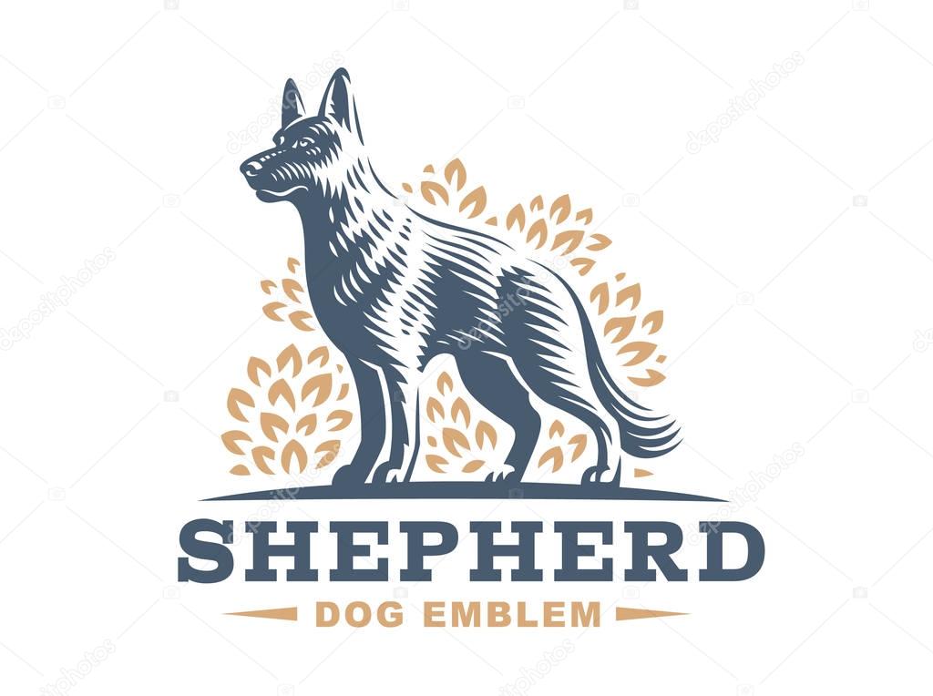 Shepherd dog logo - vector illustration, emblem design on white background