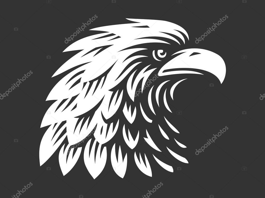 Eagle head - vector illustration, emblem design on dark background
