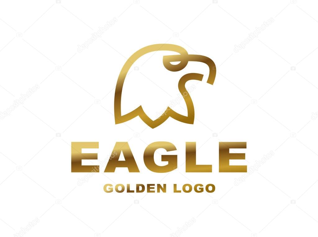 Eagle head logo - vector illustration, golden emblem design on white background